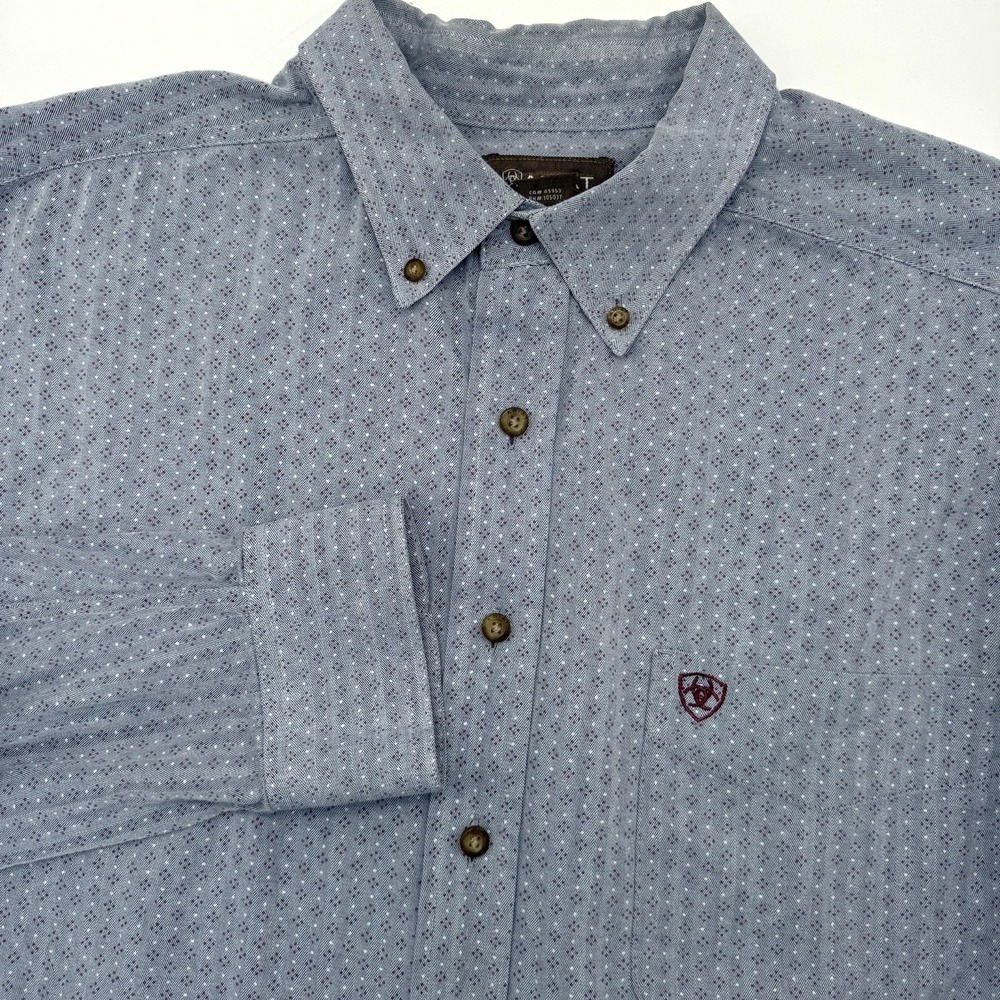 Ariat Gray Patterned Button Down Shirt - image 1